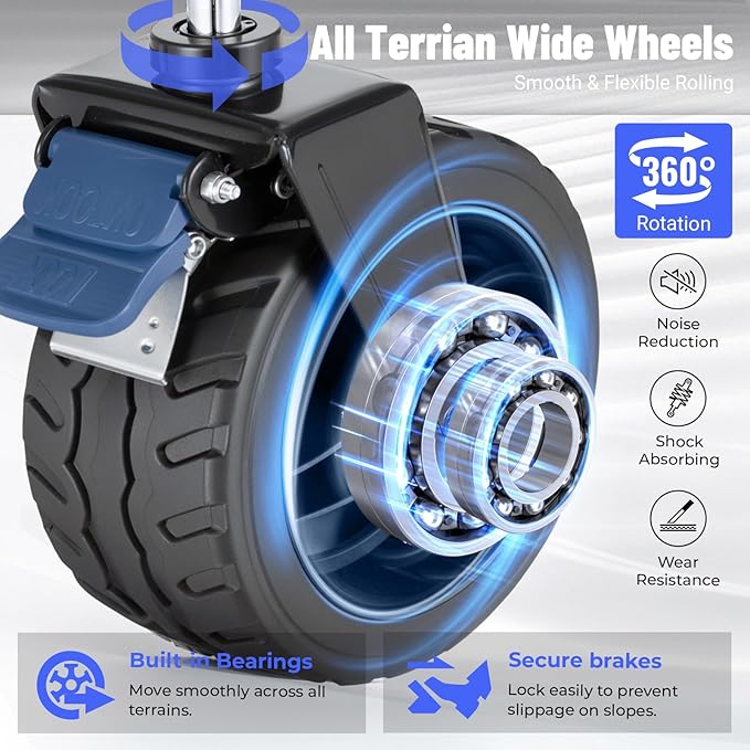 Overmont Ultra-Compact Collapsible Wagon Cart - 200L Portable Folding Wagon with All-Terrain Wheels Utility for Beach, Grocery Shopping, Camping, and Gardening – 330lbs Load Capacity Blue