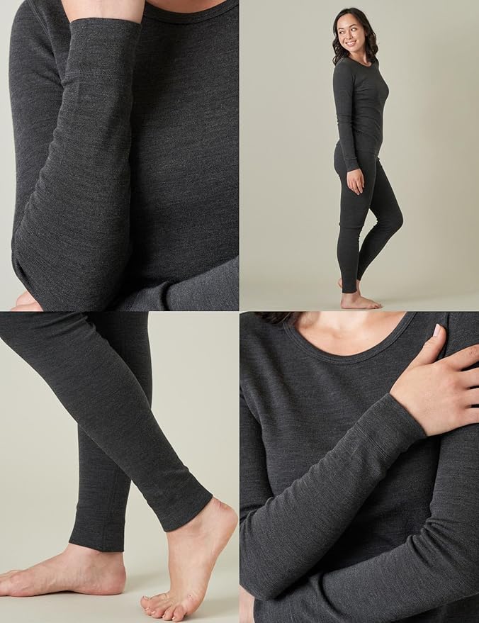 LAPASA Womens 100% Merino Wool Base Layer Set Lightweight & Midweight Thermal Underwear Long John Top & Bottom Warm L58/L91