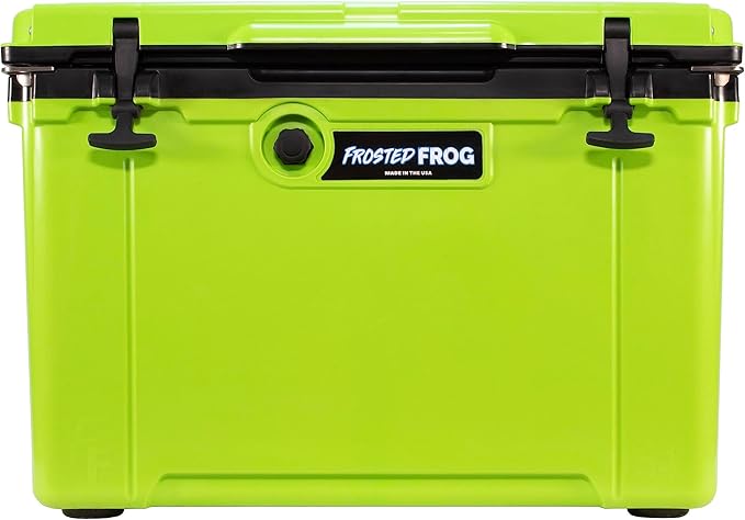 Made in USA Frosted Frog Hyper-Light 54 Quart Hard Cooler Insulated Portable Ice Chest Box for Beach, Beverages, Camping, Fishing, Boat, Barbecue, 30% Lighter Than Rotomolded Coolers