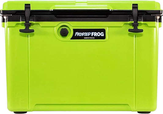 Made in USA Frosted Frog Hyper-Light 54 Quart Hard Cooler Insulated Portable Ice Chest Box for Beach, Beverages, Camping, Fishing, Boat, Barbecue, 30% Lighter Than Rotomolded Coolers