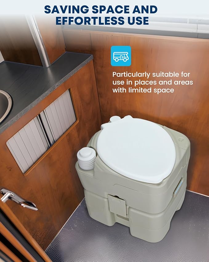 Kohree Portable Toilet for Camping 5.3 Gal: 20L Cassette Toilet Porta Potty for Adults with Diagonal Elongated Bowl Seat - Leakproof Bellows Flush Pump, Large Capacity Camping Toilet for RV Trailer