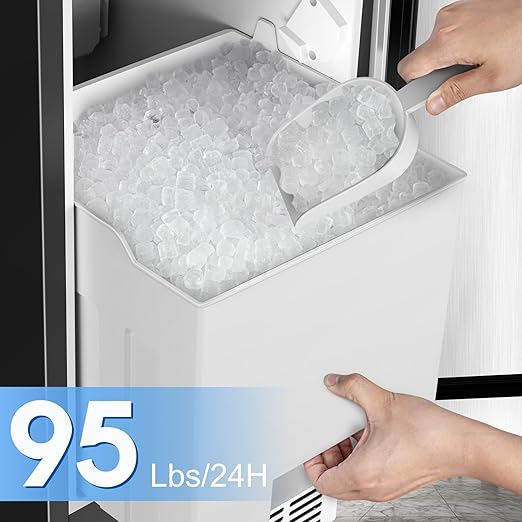 Under Counter Ice Maker, Ice Maker Machine Commercial, 120Lbs/24H with 35lbs Storage Bin, 40Pcs Cubes in 10Mins, Built in Ice Machine for Home Office Commercial, Black-2