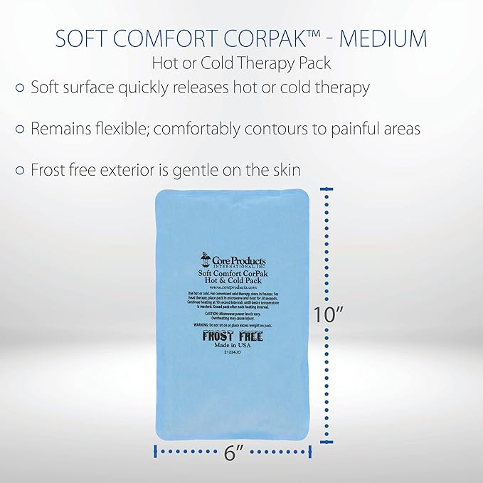 Core Products Soft Comfort CorPak, No Frost Hot and Cold Therapy Pack - 6" x 10", Made in The USA