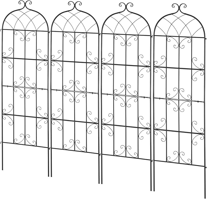 VEVOR Garden Trellis for Climbing Plants, 71 x 20 in, 4 Packs Rustproof Metal Garden Flower Trellis, Outdoor Climbing Rose Trellis Cucumbers Support, Decorative Clematis Trellis for Courtyards Lawns