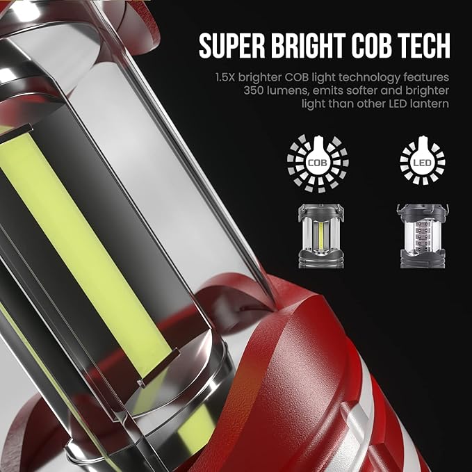 Lichamp LED Camping Lantern, 4 Pack Battery Powered Flashlight for Power Outages, Portable Collapsible Hanging Light Essential for Home, Outdoor, Emergency Lamp Survival Kit Gear for Hurricane, I4AF