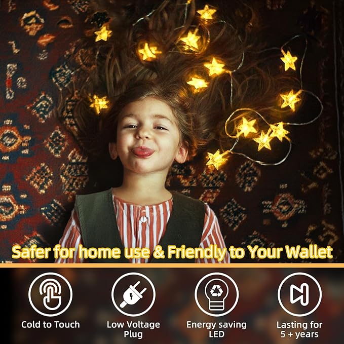 Star String Lights 360 LED 132FT,8 Modes Plug in Star Fairy Lights with Timer & Memory, Indoor Outdoor Star Christmas Lights for Birthday Party Bedroom Wedding Home Classroom Decor Warm White