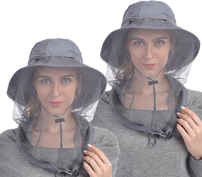USHAKE Head Net Hat, Safari Hat Sun Hat Bucket Hat with Hidden Net Mesh