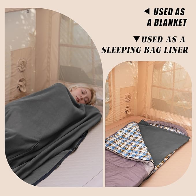 Outdoor Camping Blanket, Poncho Wearable Pocket Blankets, 74.5 in * 63 in, Warm, Comfy, Durable & Portable, Machine Washable, for Stadium, Concerts, Car Travel, Sports, Hiking, Sofa. (Grey)