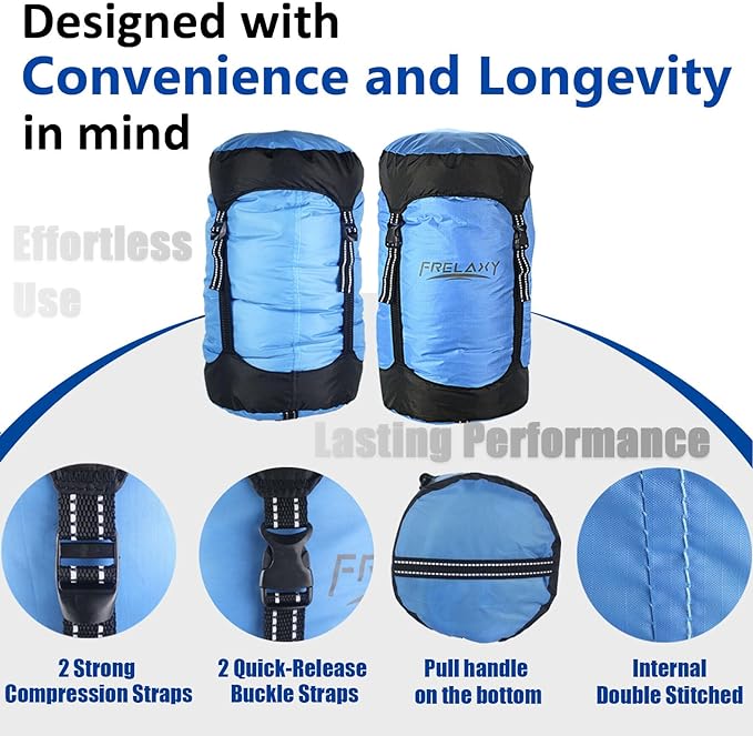 Frelaxy Compression Sack, 40% More Storage! 11L/18L/30L/45L/52L Compression Stuff Sack, Water-Resistant & Ultralight Sleeping Bag Stuff Sack - Space Saving Gear for Camping, Hiking