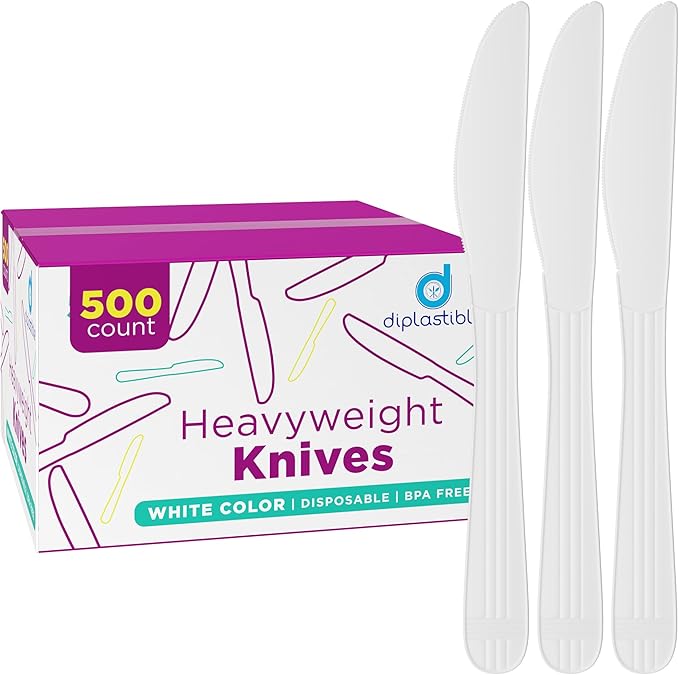Disposable Plastic Knives Heavy Duty Utensils - Plastic Cutlery For Parties and Events Pack Of 500