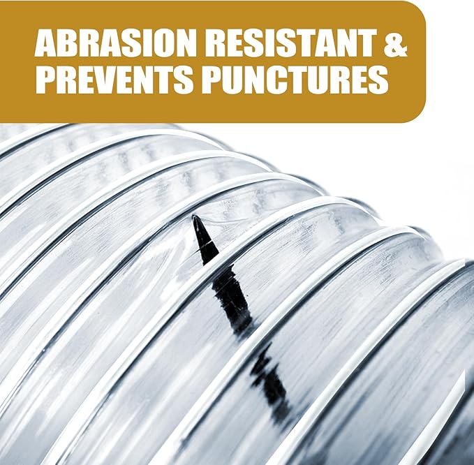 2 1/2" x 10' Flexible Clear PVC Dust Collection Hose - Puncture Resistant with Carbon Steel Wire Coil for Dust Collectors with 2 1/2" Ports