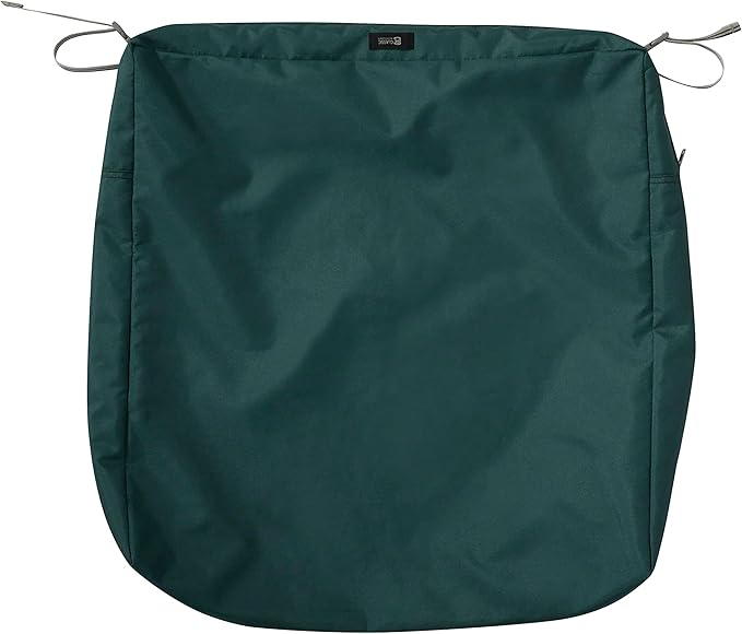 Classic Accessories Ravenna Water-Resistant 25 x 25 x 5 Inch Square Patio Seat Cushion Slip Cover & Foam, Mallard Green, Lounge Chair Cushion