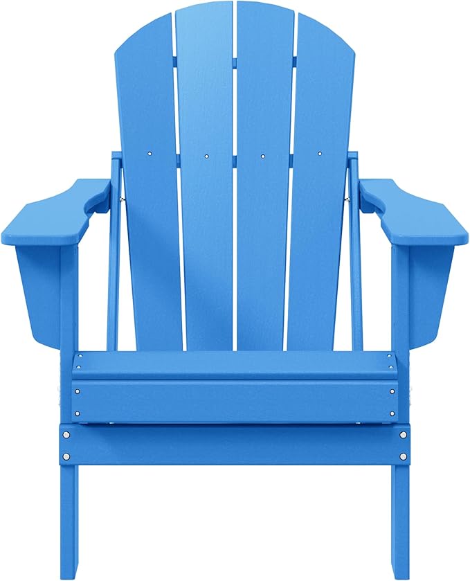 WestinTrends Malibu HDPE Outdoor Patio Folding Poly Adirondack Chair, Pacific Blue