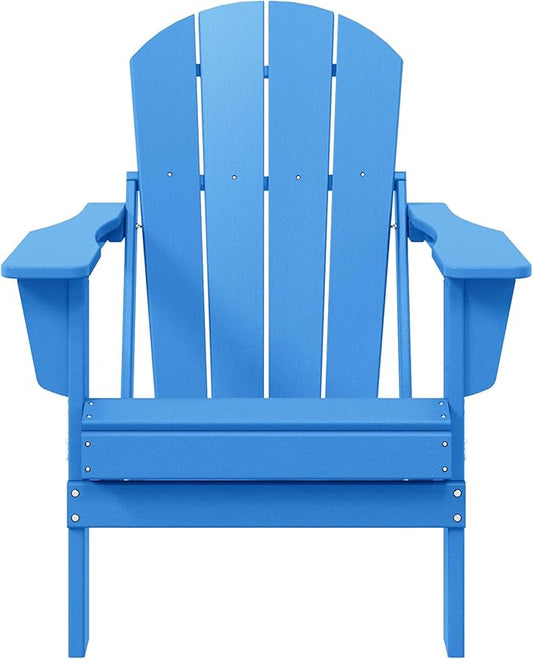 WestinTrends Malibu HDPE Outdoor Patio Folding Poly Adirondack Chair, Pacific Blue