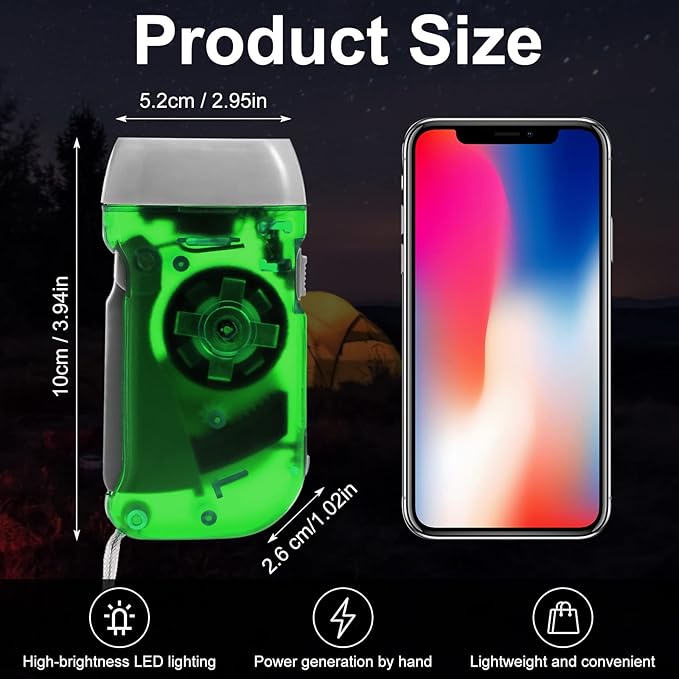 Treela 36 Pcs Hand Crank Flashlights Operation Christmas Items Bulk Squeeze Flashlight No Battery Required Torchlight 3 Powered Charging for Emergency(Yellow, Green, Blue, Red)