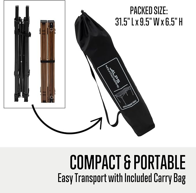 ALPS Mountaineering Overlanding Table, Aluminum Roll-Top with Wood-Look, Adjustable Height
