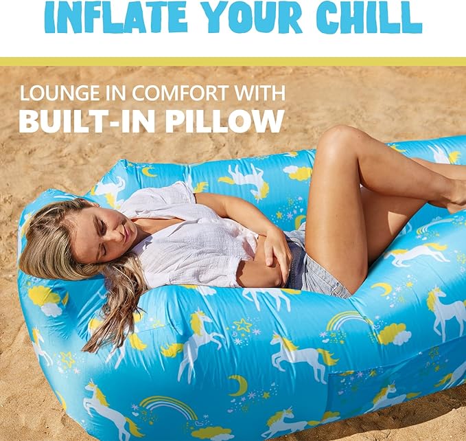 AlphaBeing Inflatable Lounger Beach Chair Accessories, Air Sofa Hammock Inflatable Couch for Camping Backyard Lakeside with Compression Sacks, Ideal Outdoor Gifts for Adults