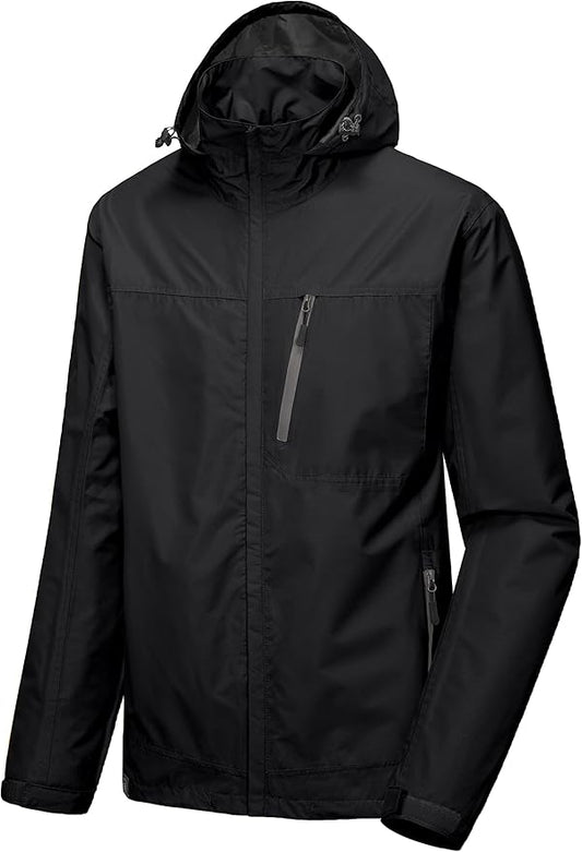 Little Donkey Andy Men's Waterproof Rain Jacket Outdoor Lightweight Hooded Raincoat for Hiking Golf Travel Fishing