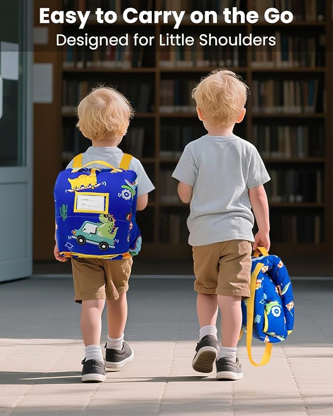 Primlect Toddler Nap Mat with Removable Pillow and Flannel Blanket, Portable Kids Sleeping Bag, Easy to Carry on The Go, Perfect for Daycare, Preschool, Boys and Girls, 12 Months - 6 Years