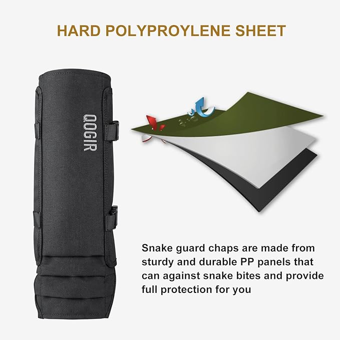 QOGIR Snake Gaiters for Hunting: Durable Snake Guards, Snake Gaiter Leggings for Men & Women, Snake Bite Protection for Lower Legs, Snake Proof Gaiters with Adjustable Size