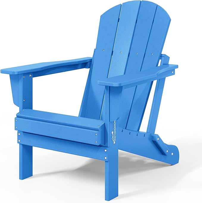 WestinTrends Malibu 4-Piece Set Outdoor Folding Poly Adirondack Chair, Pacific Blue