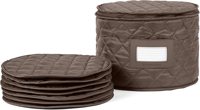 Covermates Keepsakes - Dish Storage - Padded Protection - ID Window - Stain Resistant - Machine Washable - China Storage, Bronze