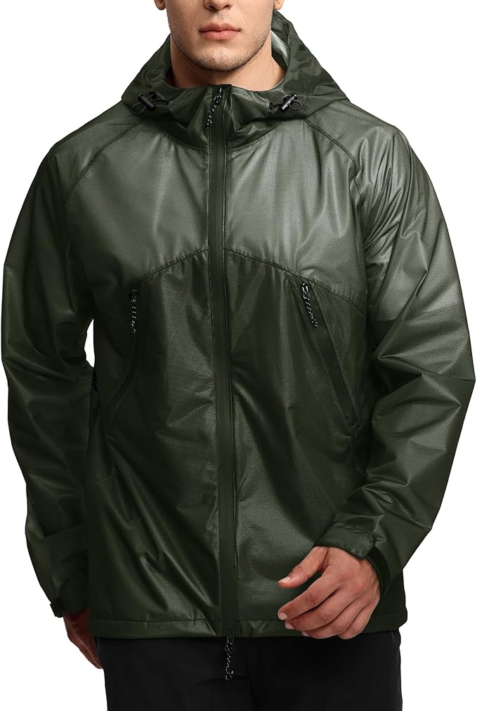SWISSWELL Mens Lightweight Rain Jackets Raincoat with Hood Waterproof Windbreaker Jackets for Cycling Golf Fishing Running