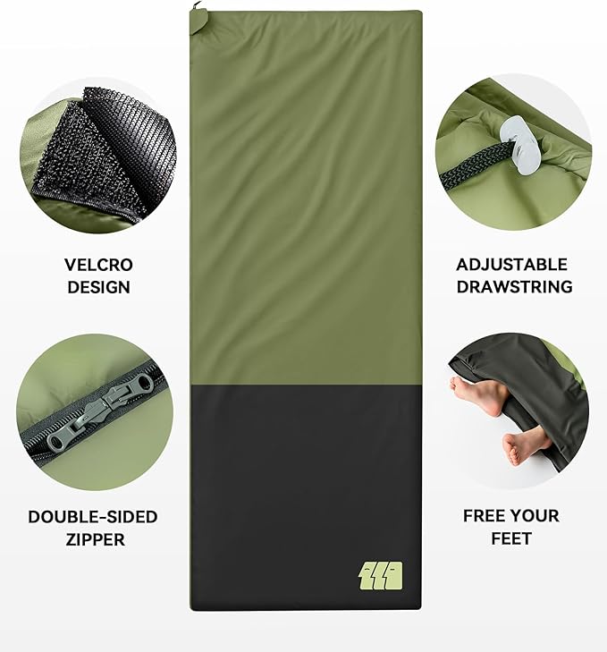 Ultralight Warm Weather Sleeping Bag - Portable, Waterproof, Compact Lightweight, Comfort with Compression Sack - Great for Outdoor Camping, Backpacking & Hiking