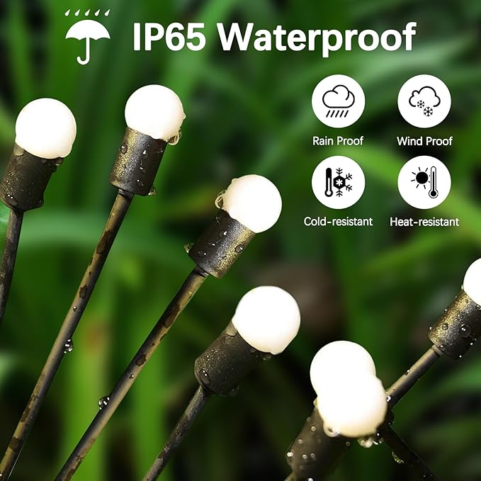 Multicolour-2Pack 16LED Firefly Multicolour Changing Lights,Garden Solar Lights Outdoor Decorative,Yard Waterproof Solar (Multicolour-2pcs)