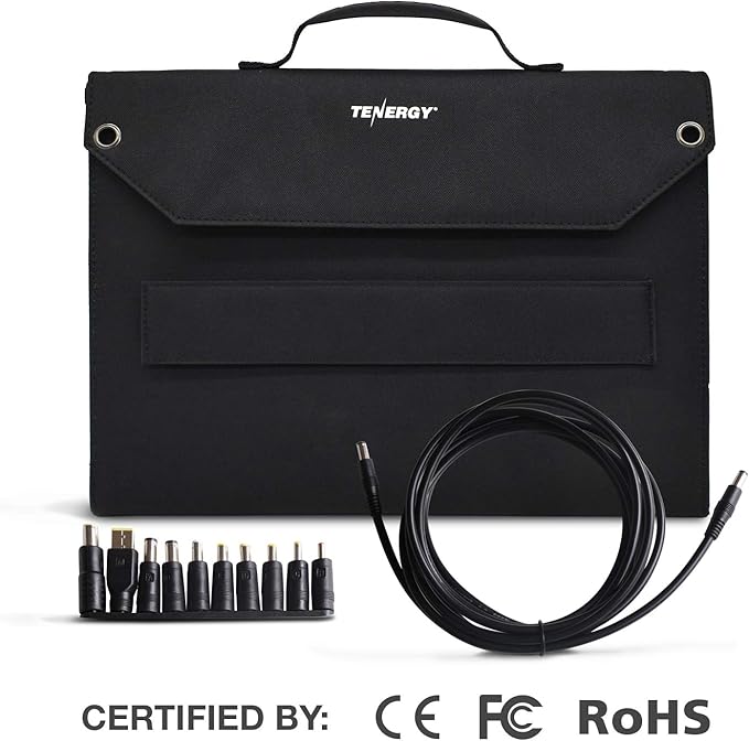 Tenergy Foldable 60W Solar Panel Charger for Camping Power Supply, Portable Power Chargers, and Power Packs, Outputs Includes DC, USB-C, and 2X USB-A Ports