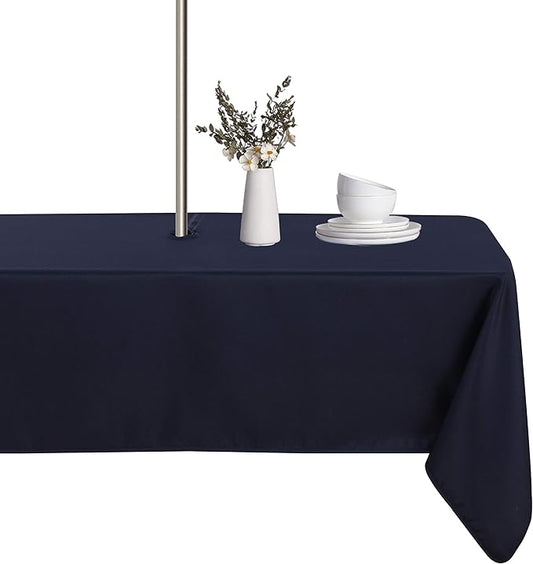 LUSHVIDA Square Outdoor Tablecloth with Umbrella Hole and Zipper, 60x60 Inch Navy, Washable Waterproof Table Cloth Spill Proof Wrinkle Free Table Cover for Patio Spring Summer Picnic BBQS