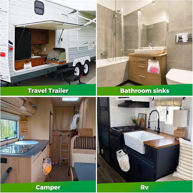 HNYYZL Trash Bag Holder,2 Pack Trash Bag Holder for Cabinet Door and Cupboards,Stainless Steel,Black,Plastic Bag Holder under Sink,Use for Kitchen,Bathroom,Camper,Rv