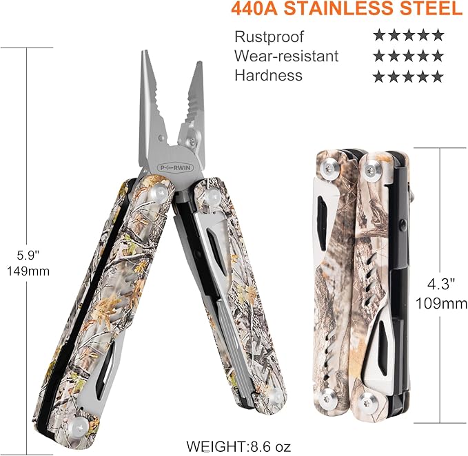 Multitool - 26 in 1 Multi Tool Pliers with Pocket Knife, Bottle Opener, Saw, EDC for Survival Camping, Hunting and Hiking, Stainless Steel