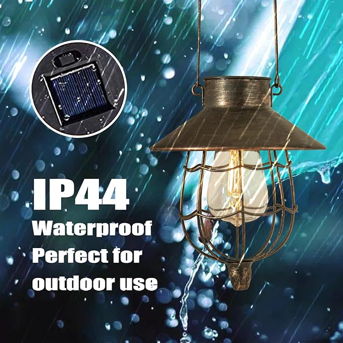 YAKii 6 Pack Solar Lantern Hanging Waterproof Outdoor Metal Solar Lamp with Warm White Light Decorate for Yard Garden Pathway Patio Porch (Antique Copper)