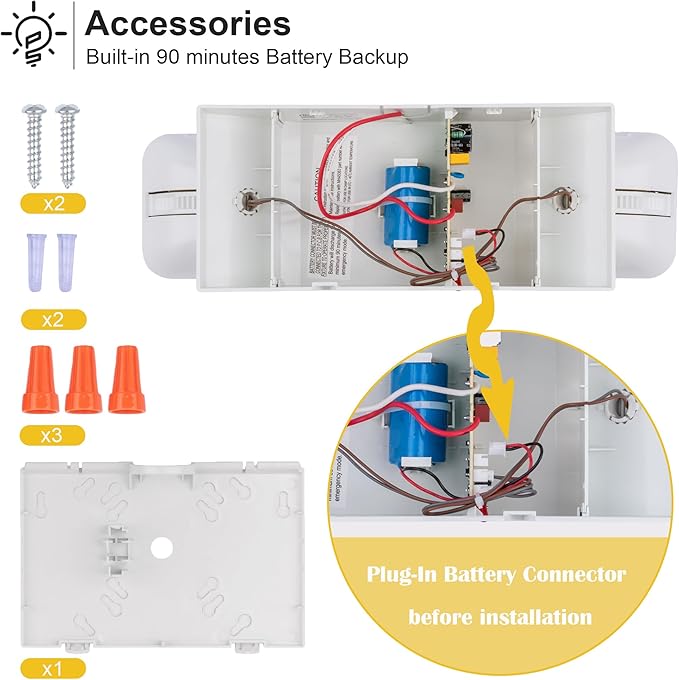 GRUENLICH LED Commercial Emergency Light with Dual Head and Backup Battery, US Standard, AC 120-277V, Hardwired Emergency Light Fixtures for Business Office Power Outages, 6-Pack