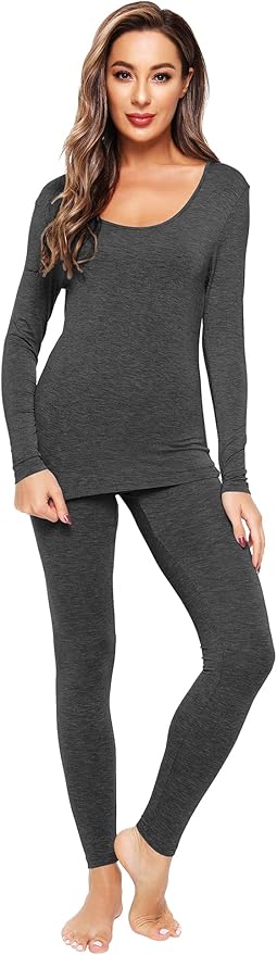 WiWi Soft Viscose from Bamboo Underwear for Women Thermal Long Johns Sets Super Warm Base Layer Top Pants Pajamas Set S-3X