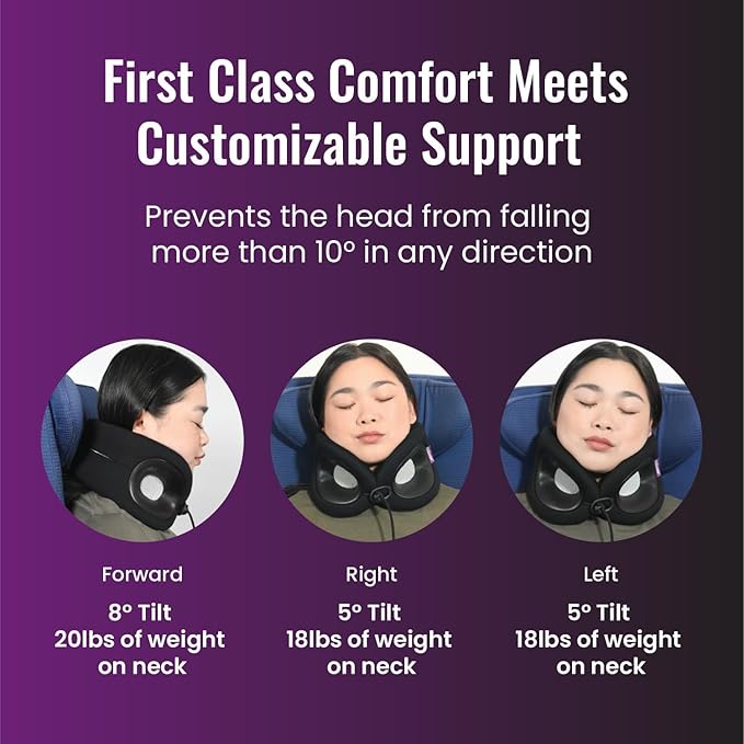 Cabeau Travel Pillow for Long Flights – Evolution X - Memory Foam Neck Support - Comfort On-The-Go for Airplane, Train, and Car (Sapphire)