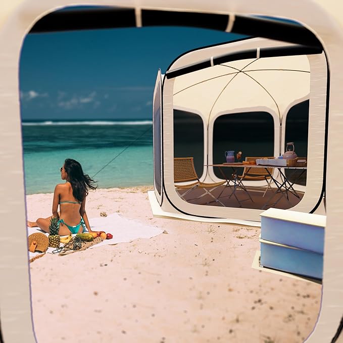 HOOYEAH Pop-up Screened Tent, Instant Screen House Portable Screen Room Canopy Outdoor Gazebo with Mosquito Net for Patio, Backyard, Garden and Outdoor Activities, 12x12