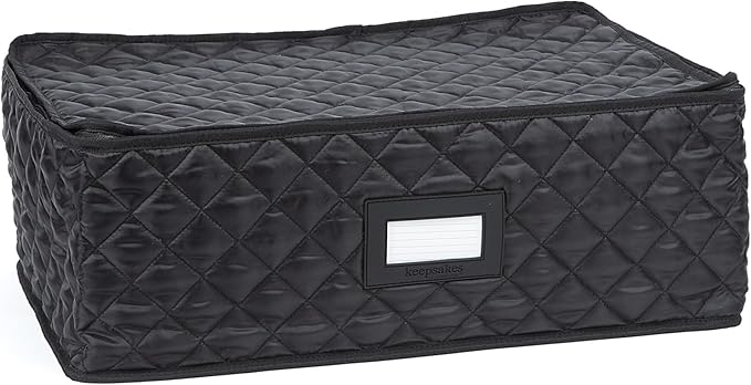 Covermates Keepsakes - Serveware Storage - Padded Protection - ID Window - Stain Resistant - Machine Washable - China Storage, Black