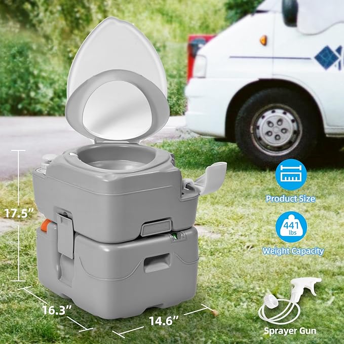 YITAHOME Portable Toilet Camping Porta Potty 5.8 Gallon with Diagonal Bowl, Hand Sprayer, Level Indicator, Rotating Spout, Carry Bag, Toilet for Adults, Outdoors, RV, Boat and Trips