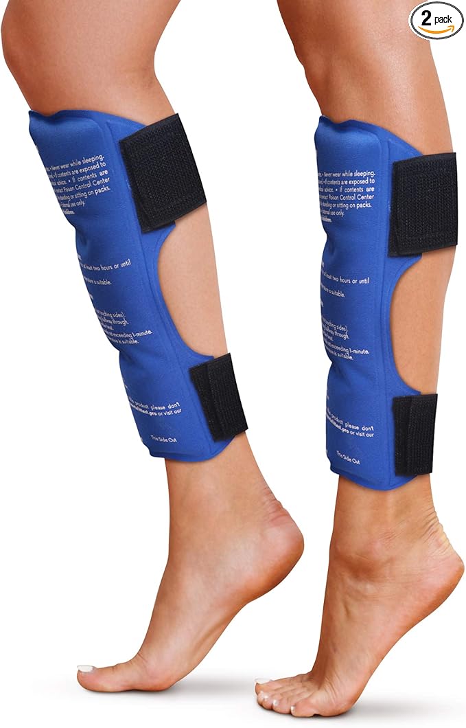 Shin Splint Ice Packs, HSA and FSA Eligible Reusable Hot and Cold Therapy Wrap | Leg or Calf Pain Relief | Advanced Soft Gel Technology | Freezable and Microwavable | Running Injuries & Recovery