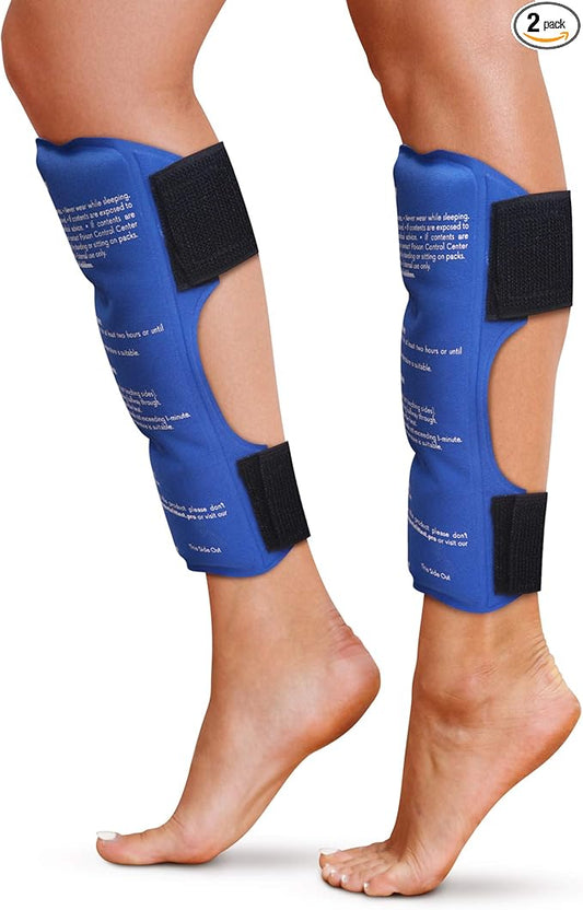Shin Splint Ice Packs, HSA and FSA Eligible Reusable Hot and Cold Therapy Wrap | Leg or Calf Pain Relief | Advanced Soft Gel Technology | Freezable and Microwavable | Running Injuries & Recovery