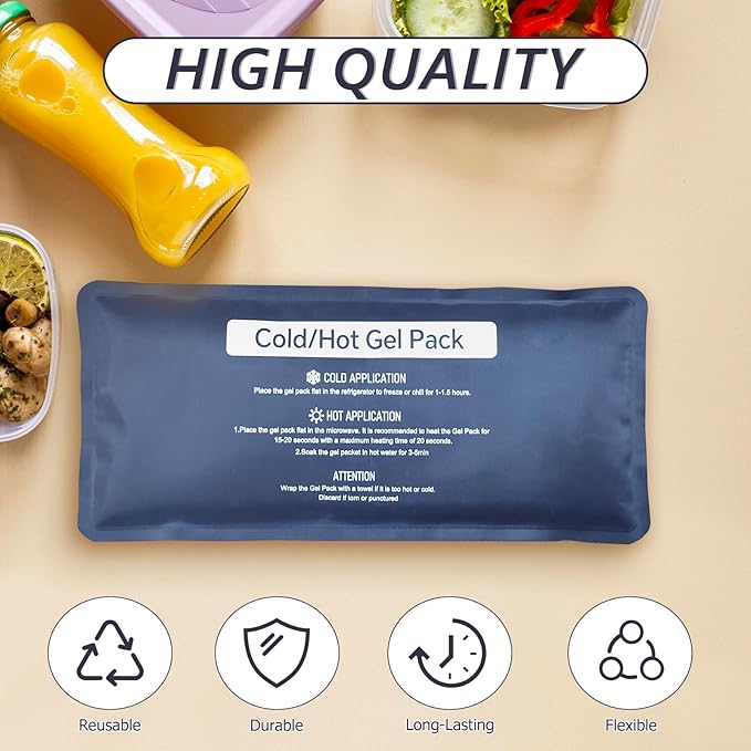 Hot & Cold Gel Packs for Pain Relief 4PCS 4x9 Inch Ice Packs Reusable Blue Cold Packs for Swelling, Bruises, Injuries, Surgery, Toothache (4 Pack)