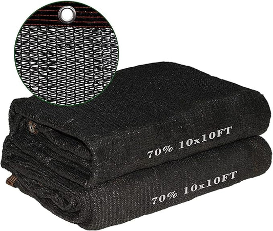 UCINNOVATE 2 Pack 70% Sunblock Shade Cloth 10ft x 10ft Shade Net Greenhouse Covers Fabric Mesh Tarp, Sunshade Sunscreen UV Resistant Netting with Grommets for Garden Patio Lawn Plant Outdoor Parking