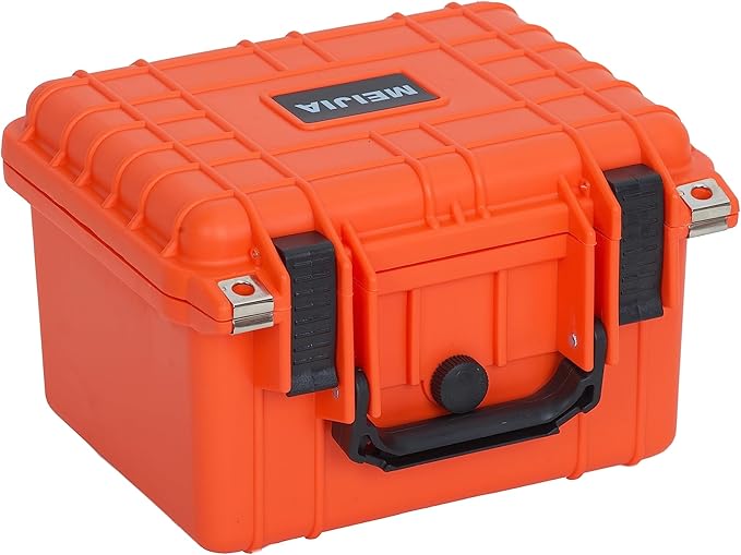 MEIJIA Portable All Weather IP67 Waterproof Camera Case,hard case with Customizable Fit Foam,Fit Use of Drones,Camera,Equipments,10.62 x9.68x6.87inches(Orange)