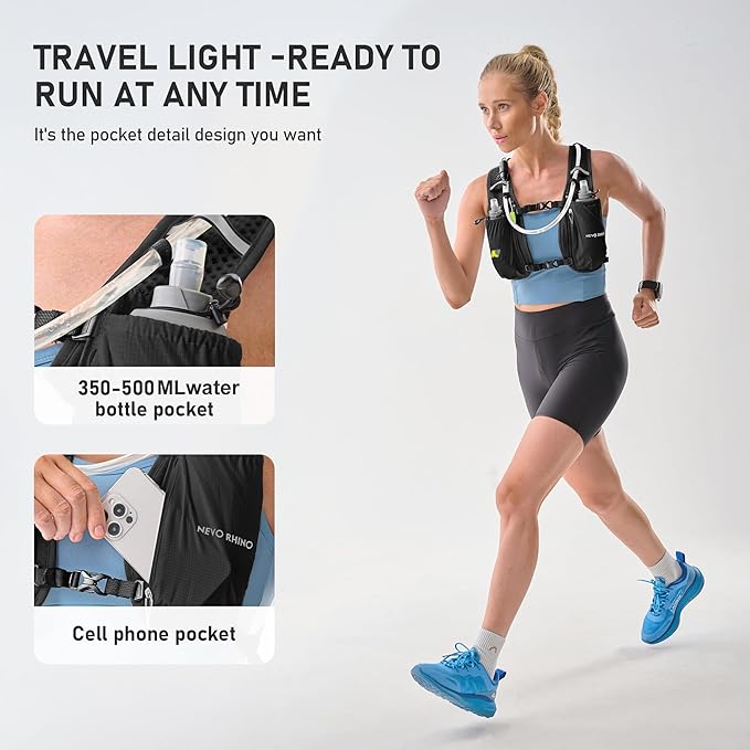 N NEVO RHINO Running Vest, Lightweight Hydration Vest, Insulated Water Backpack with 1.5L Water Bladder for Hiking, Trail, Running,Marathons,Cycling