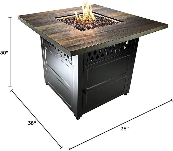 DualHeat by Endless Summer, The Harris, 38" Square Propane Gas Outdoor Fire Pit/Patio Heater