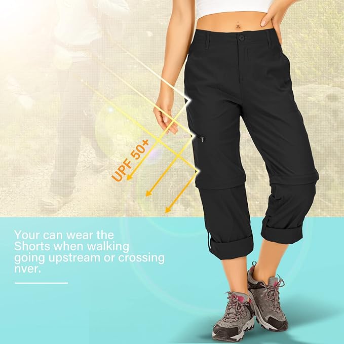 Women's Hiking Pants Convertible Zip Off Lightweight Quick Dry Outdoor Travel Camping Safari fising Pants