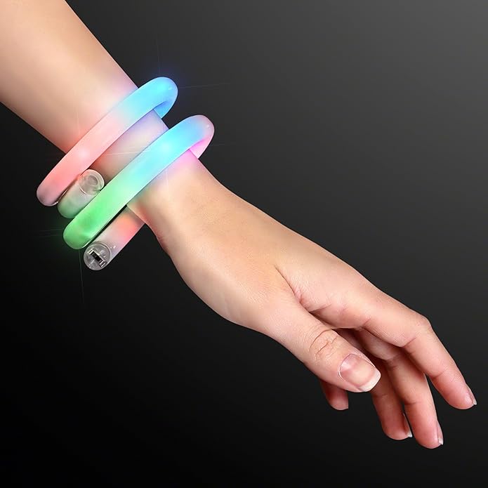 Flashing Light Up Wrap Around Tube Bracelet with Multicolor LEDs
