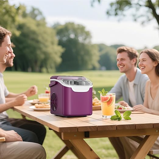 Smart Countertop Ice Maker Machine – 6-Minute 8-Bullet Ice, 26.5lbs Daily – Auto Self-Cleaning, Portable with Selectable Ice Size & Touch Panel for Home/Office/Bar